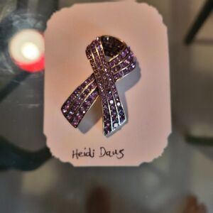 HEIDI DAUS PURPLE BREAST CANCER LOGO BROOCH